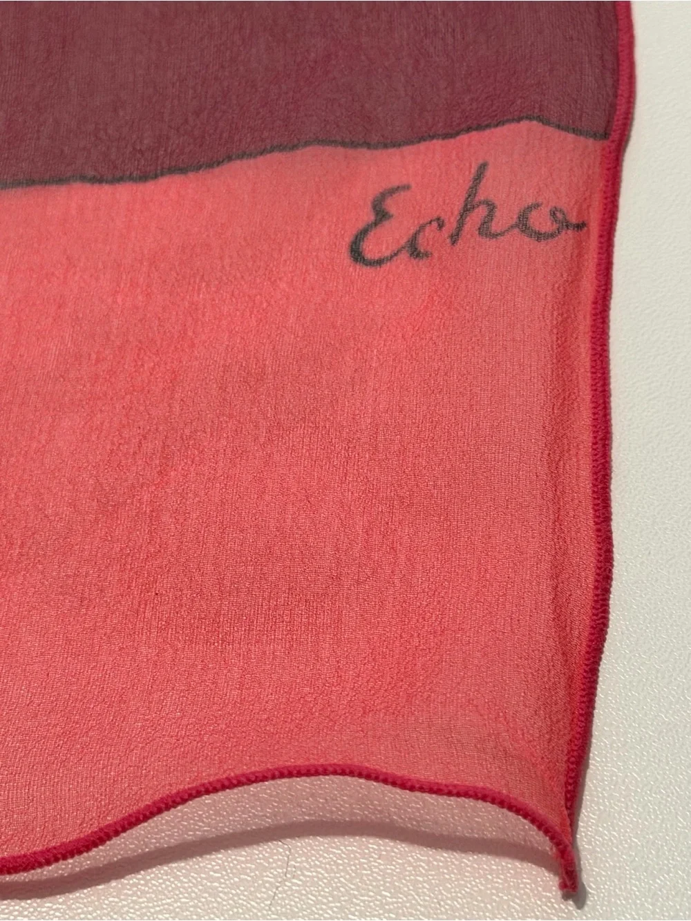 Vintage ECHO 100% Silk Scarf Multicolor Striped Orange Yellow Green 40” x 16”